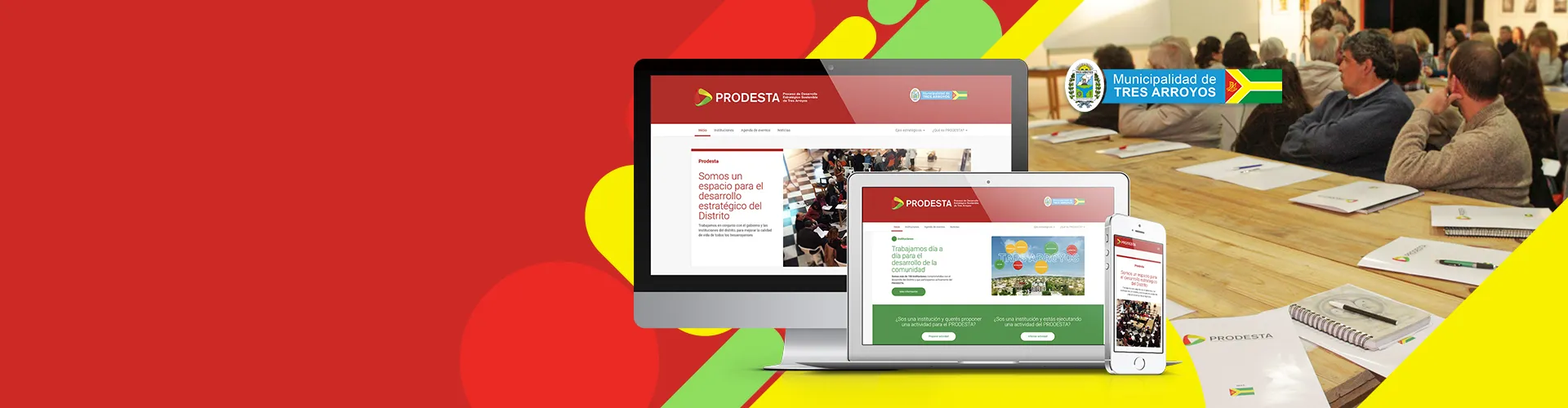Portada del proyecto de Diseño y Desarrollo de Sitio Web a Medida de: Prodesta, Espacio para el Desarrollo Estratégico de Tres Arroyos.