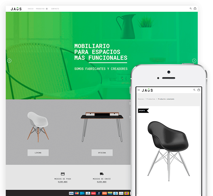 Ejemplo diseño tienda online Jaus