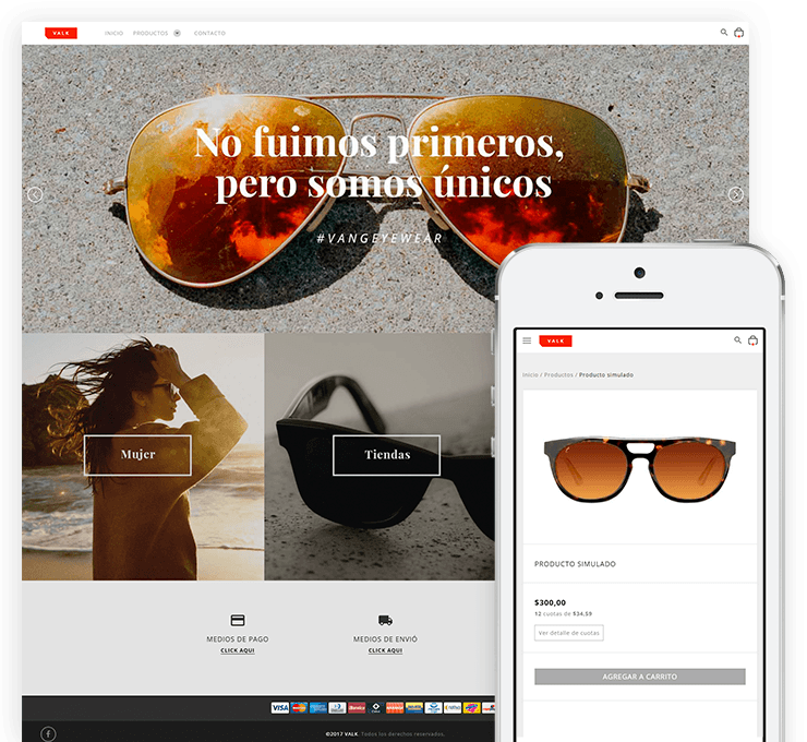 Ejemplo diseño tienda online Valk
